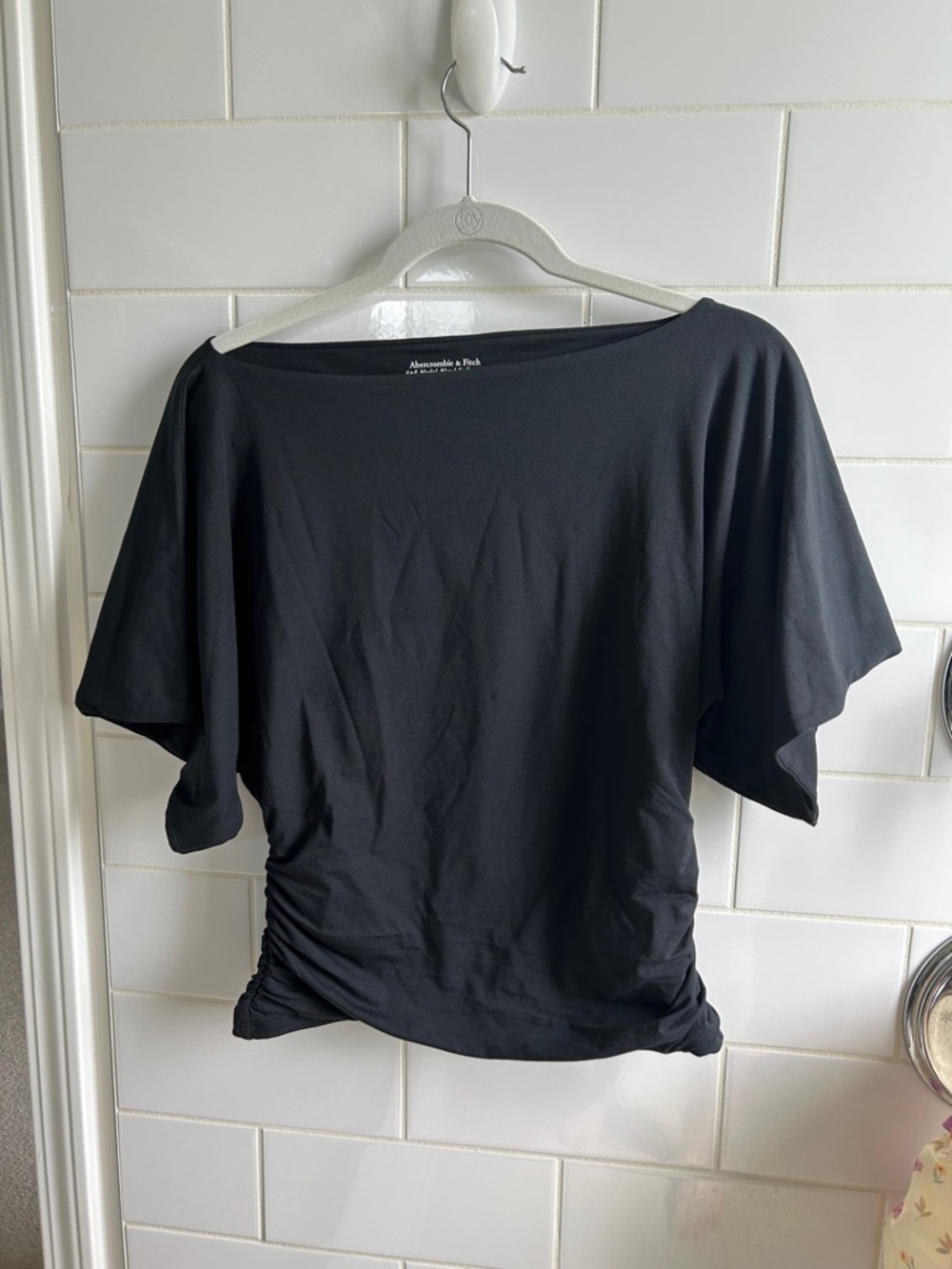 Abercrombie & Fitch Black Boat Neck Dolman Sleeve Top